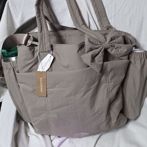 BAGSMART Women's Taupe Crushbow Laptop Bag